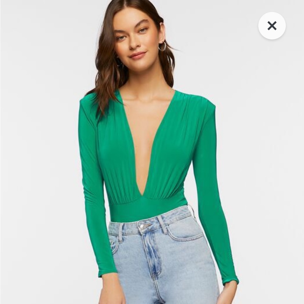 Plunging green bodysuit new